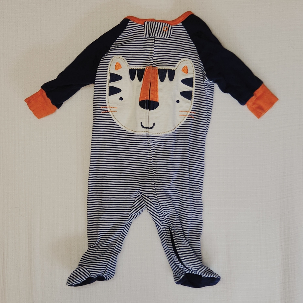 Gerber Navy and Orange Tiger Print Footie